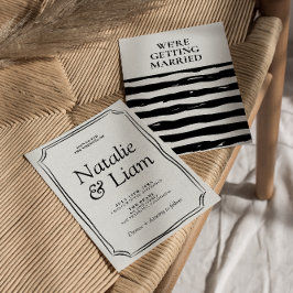 Unique Black & White Old Money Stripes Invitation Inbjudningar