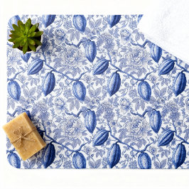 Unique Blue Toile Cocoa Chic Botanical Pattern Badrumsmatta