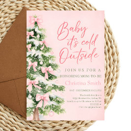 Unique Bow Girl's Baby Shower in the Winter Inbjudningar