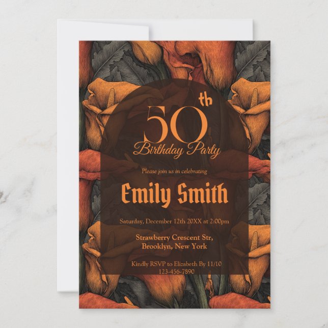 Unique Call Lilies Accent First Birthday Gift Inbjudningar (Framsida)