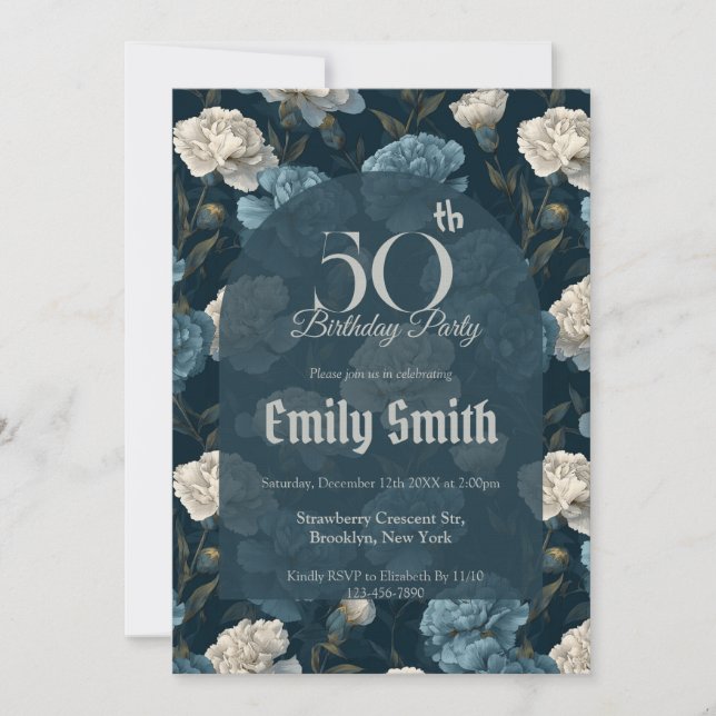 Unique Carnation Accent Surprise Birthday Inbjudningar (Framsida)