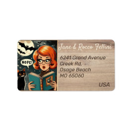 Unique cat Lady Halloween theme custom address Adressetikett
