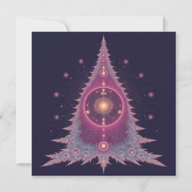 Unique Christmas Cards Pink and Purple Tree Julkort (Framsida)