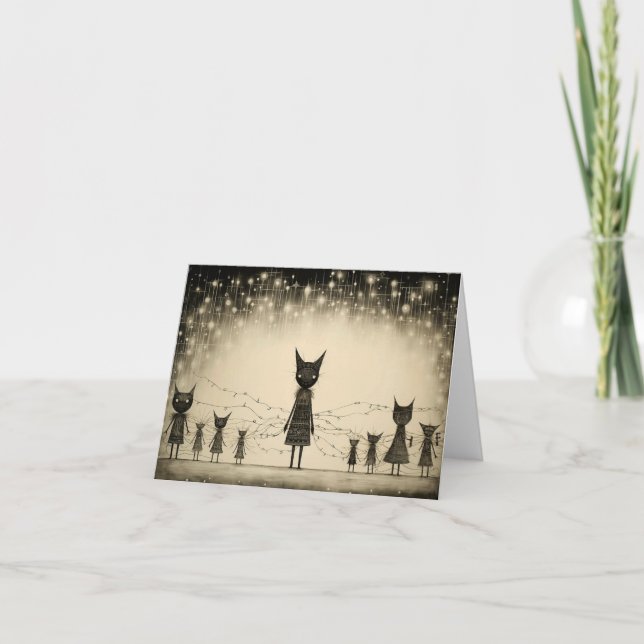 Unique Christmas Cards with Cats Helgkort (Framsida)