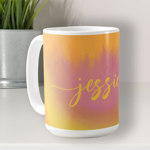 Unique colorful personalized script name modern kaffemugg