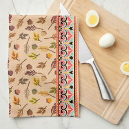 Unique combination autumn pattern Indien frame Kökshandduk