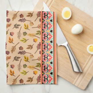 Unique combination autumn pattern Indien frame Kökshandduk