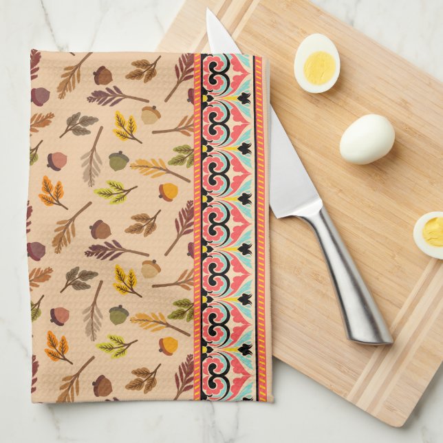 Unique combination autumn pattern Indien frame Kökshandduk (Vikt i Fjärdedel)