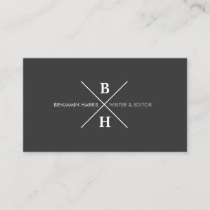 UNIQUE & COOLA MODERN MONOGRAM på MÖRK GRÅTT Visitkort