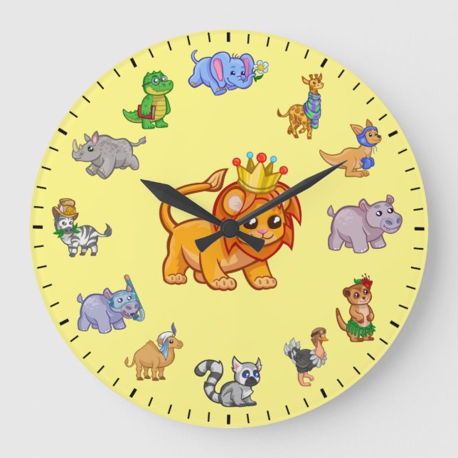 Unique Cute Animals of the Wild Themed Stor Klocka (Framsida)
