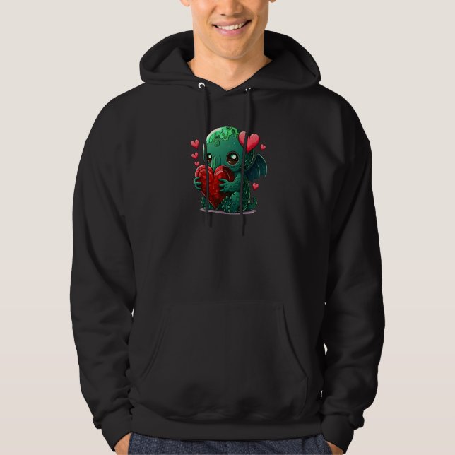 Unique Cute Cthulhu Valentines Day Hoodie (Framsida)