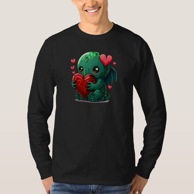 Unique Cute Cthulhu Valentines Day T Shirt (Framsida)