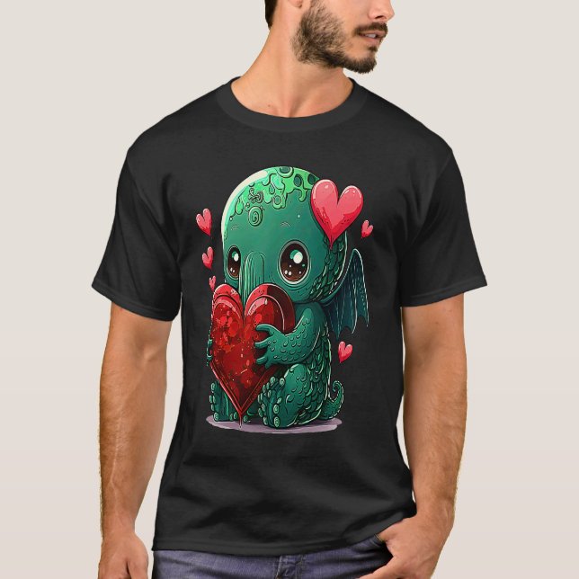 Unique Cute Cthulhu Valentines Day T Shirt (Framsida)