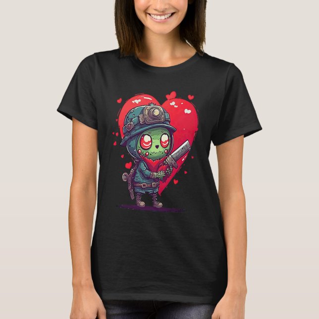 Unique Cute Zombie Valentines Day T Shirt (Framsida)
