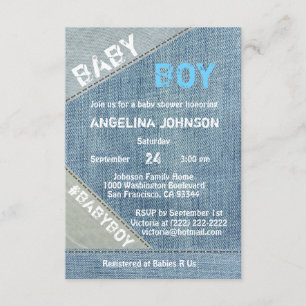 UNIQUE Denim Jeans Boy Baby Shower-inbjudningar Inbjudningar