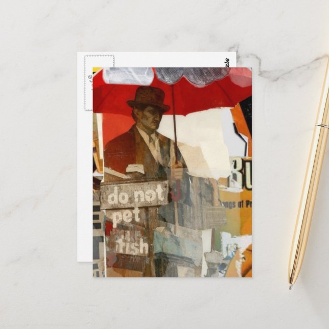 Unique Do Not Pet Fish Mixed Media  Vykort (Fram/Back In Situ)