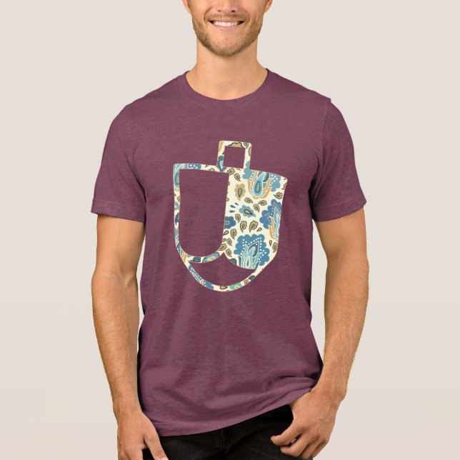 Unique Dreidel Faux Applique Hanukkah T Shirt (Framsida)