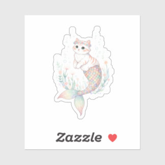 Unique Easter Cat Mermaid Pastel Egg Scale Tail  Klistermärken