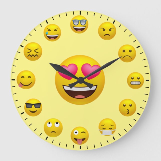 Unique Emoticon Emoji Themed Large Clock Stor Klocka (Framsida)