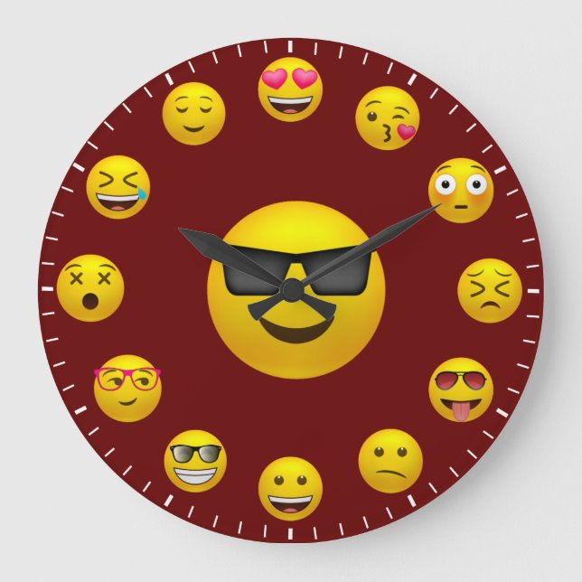 Unique Emoticon Emoji Themed Stor Klocka (Framsida)