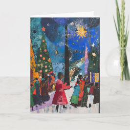 Unique Expressionist Tree Winter Holiday Card Helgkort