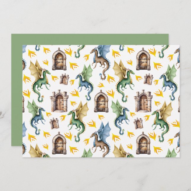 Unique Fire Dragons Note Card Anteckningskort (Fram/baksida)