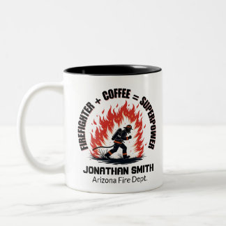 Unique Firefighter or Fireman Coffee Superpower  Två-Tonad Mugg