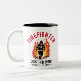 Unique Firefighter or Fireman on Fire Rescue Två-Tonad Mugg
