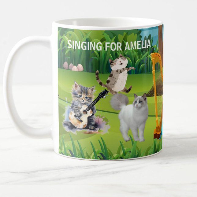 Unique Fun Cats in the Chorus Personalized  Kaffemugg (Skapare uppladdad)