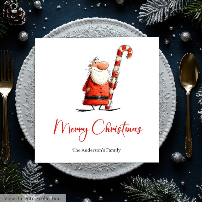 Unique Funny Santa Red Green Cocktail Napkins Pappersservett (Unique Funny Santa Red Green Cocktail Napkins)