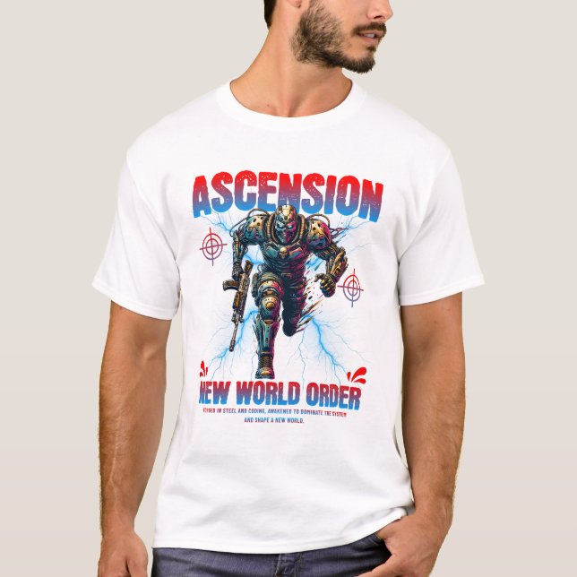 Unique Futuristic Cyber Robot Soldier Art Design  T Shirt (Framsida)