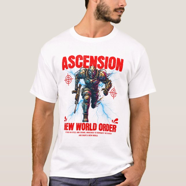 Unique Futuristic Cyber Robot Soldier Art Design  T Shirt (Framsida)