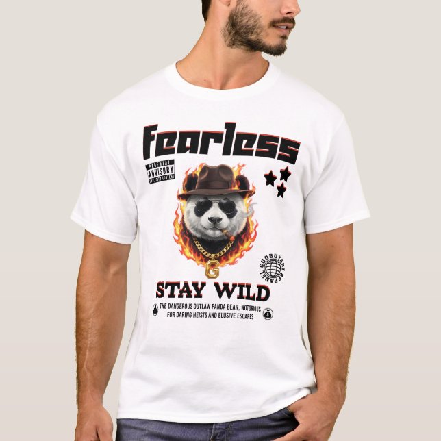 Unique Gangster Panda Urban Streetwear Artworkt T Shirt (Framsida)
