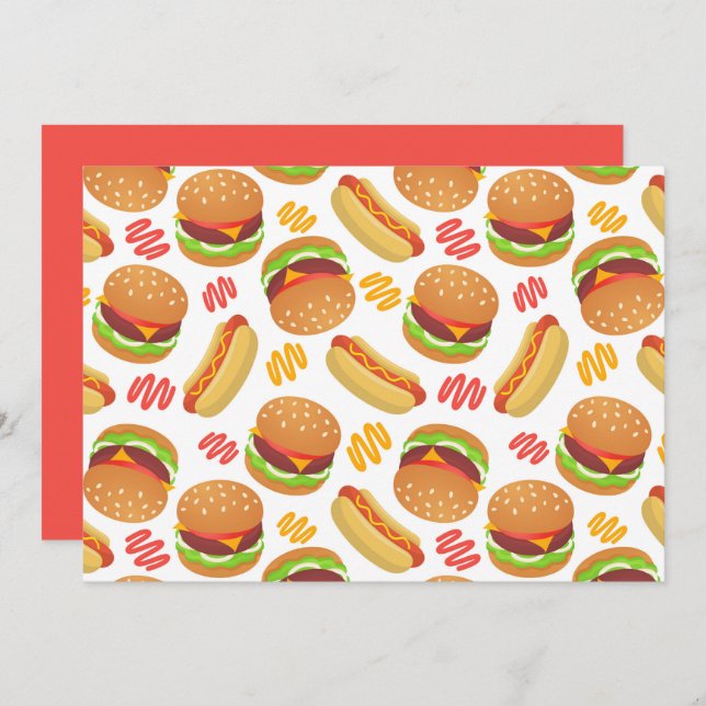 Unique Hamburgers and Hot Dogs Note Card Anteckningskort (Fram/baksida)