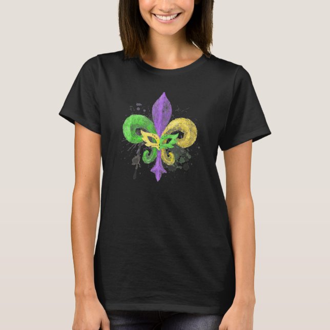 Unique Hand Drawn Fluer De Lis Mardi Gras Carnival T Shirt (Framsida)