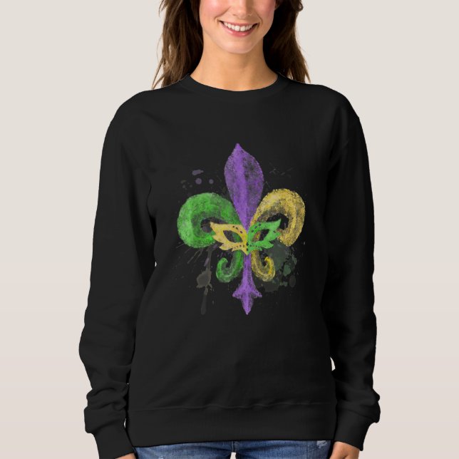 Unique Hand Drawn Fluer De Lis Mardi Gras Carnival T Shirt (Framsida)