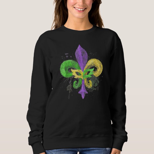 Unique Hand Drawn Fluer De Lis Mardi Gras Carnival T Shirt (Framsida)