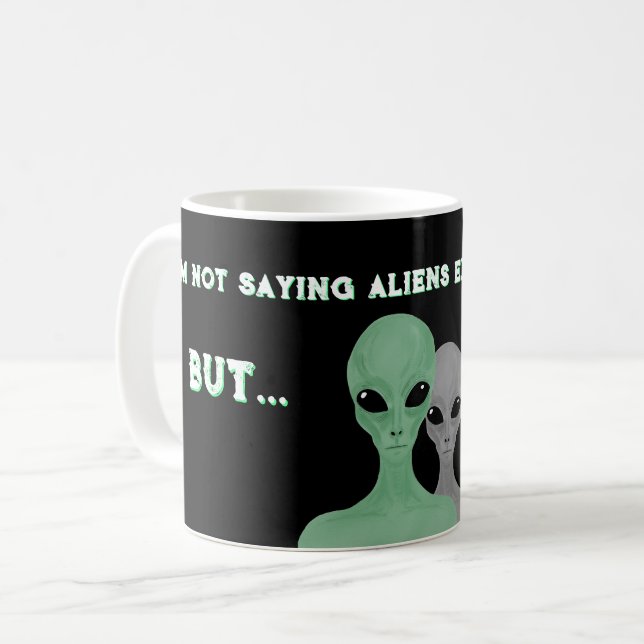 Unique Hand Drawn Multi Coloured Aliens  Kaffemugg (Framsida vänster)