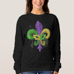 Unique Hand plockade Fluer de lis Mardi Gras Carni T Shirt
