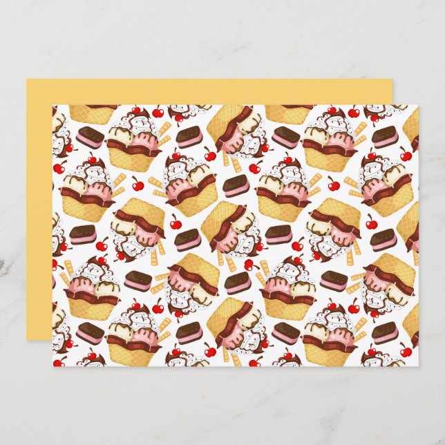 Unique Ice Cream Sundae Note Card Anteckningskort (Fram/baksida)