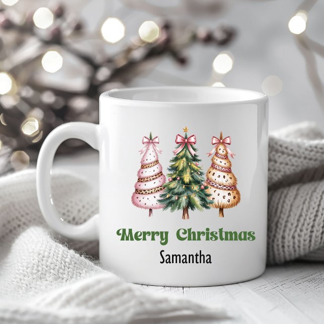 Unique Leopard Christmas Trees Personalized Mug Kaffemugg (Unique Leopard Christmas Trees Personalized Mug)