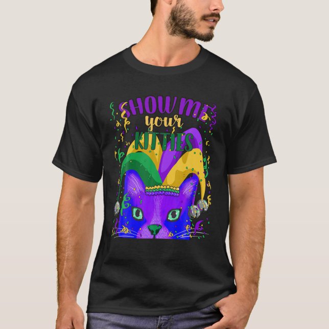 Unique Mardi Gras Party, Fat Tuesday, Cat Graphic T Shirt (Framsida)