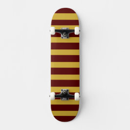 Unique Metallic Gold Maroon Striped Skateboard
