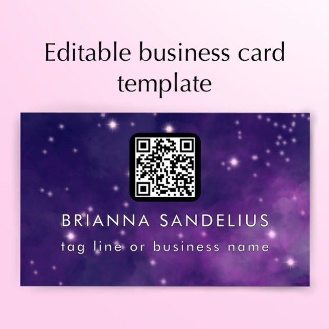 Unique Modern Cool Nebula QR Code Custom Visitkort (Personalize this unique nebula business card template. Editable modern cool.)