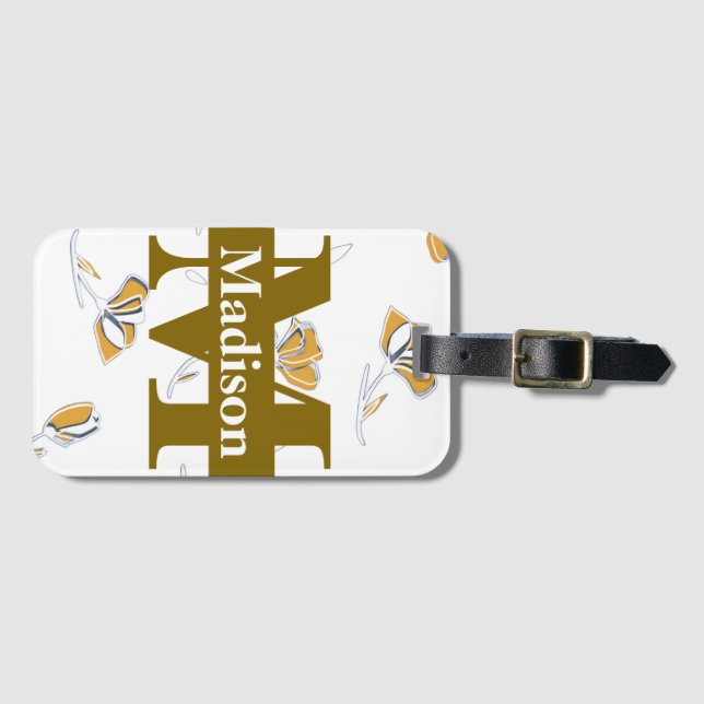 Unique Modern Monogram Initial Name Personalized  Bagagebricka (Framsida horisontal)