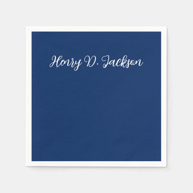 Unique Navy Blue Classical Handwriting Plain Pappersservett (Framsidan)