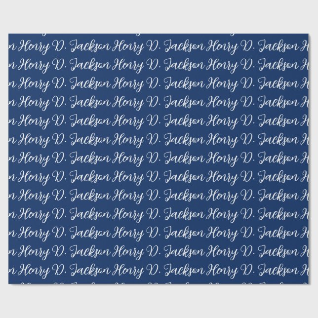Unique Navy Blue Classical Handwriting Plain Presentpapper (Platt)