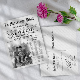 Unique Newspaper wedding Announcement Postcard Meddelande Vykort