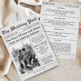 Unique Newspaper Wedding Invitation Details Photo Inbjudningar