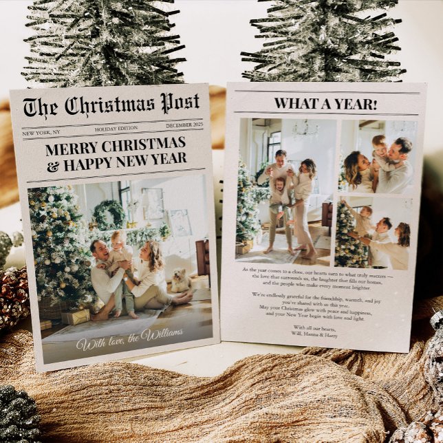 Unique Newspaper What A Year Photo Christmas Julkort (Skapare uppladdad)
